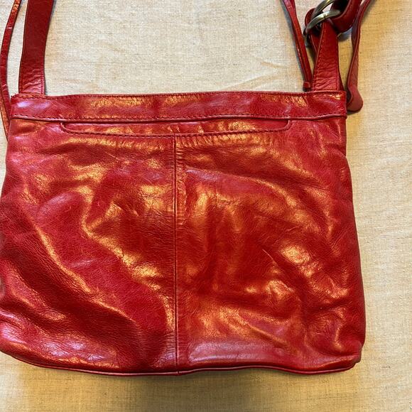 Hobo Crossbody Long Strap Red Leather Purse - Picture 9 of 12